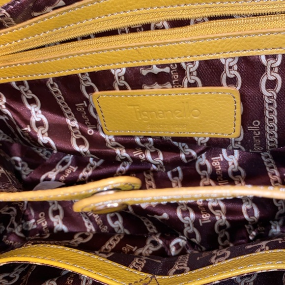 Tignanello Leather Handbag-Yellow - Picture 7 of 9